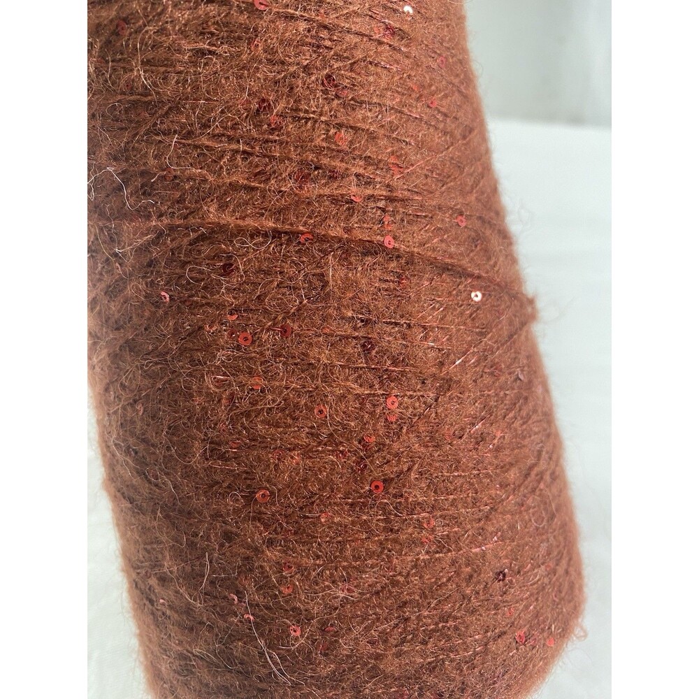 Fancy Cone Yarn Spool Yarn Brown Mohair Red Sequins 300g Net Weight #728